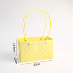 Macaron-Colored Rectangular Tote Single-Sided PE Coating Waterproof Diamond Embossed Flower Craft Paper Packaging Box