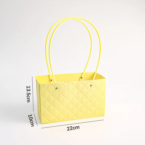 Macaron-Colored Rectangular Tote Single-Sided PE Coating Waterproof Diamond Embossed Flower Craft Paper Packaging Box