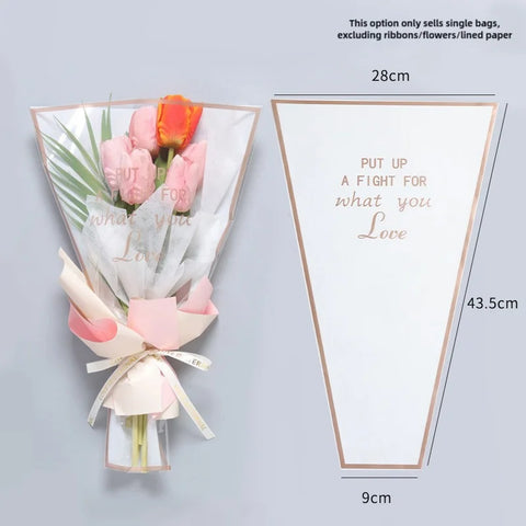 Transparent Single Rose Bouquet OPP Bag Moisture Proof Hot Stamping Gold Edge Festival Flower Wrapping Paper