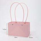 Waterproof Rectangular Flower Box Small Paper Bag with Handle Candy Color Bouquet Packaging Gift Box Tote Box for Flowers Candy