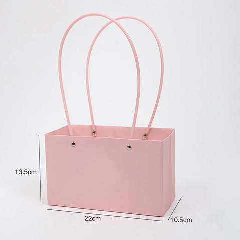 Waterproof Rectangular Flower Box Small Paper Bag with Handle Candy Color Bouquet Packaging Gift Box Tote Box for Flowers Candy