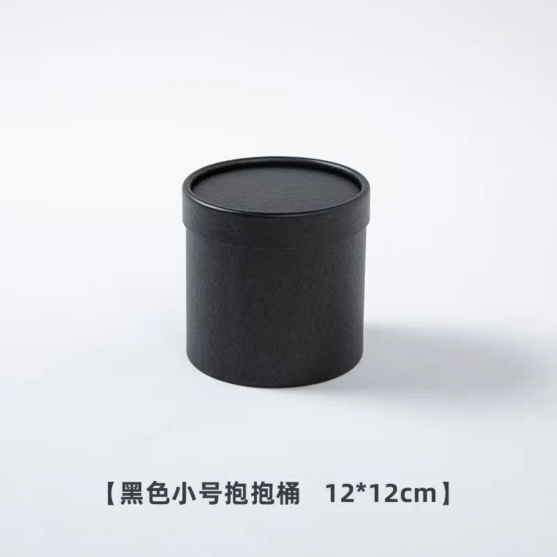 Portable and Waterproof Biodegradable Kraft Paper Flower Box Handheld Round Cylinder Packaging for Fashionable Gifts