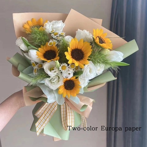 Handmade Ou Ya Two-Color Floral Wrapping Paper Waterproof Flower Packaging with Coating for Bouquets