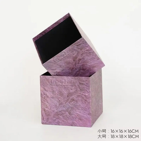 Marble Pattern Square and Round Paper Packaging Gift Set Offset Printed Rose Bouquet Plum Jam Plum-Purple Sauce Gift Boxes