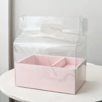 Transparent Handheld Rigid Cake Gift Box Red Qixi Design Valentine's Day Coated Paper Fruit Flower Recycled Materials Ribbon