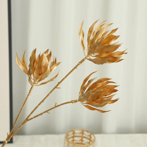 Golden Eucalyptus Ginkgo Gold Leaf Simulation Flower Hug Bucket Festive Christmas Wedding Graduation Decoration