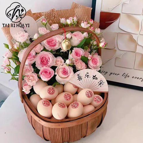 Small Wood Picnic Basket Handle for Fruit Vegetable Flower Gathering Woven Garden Gift Baskets for Picnics Special Occasions