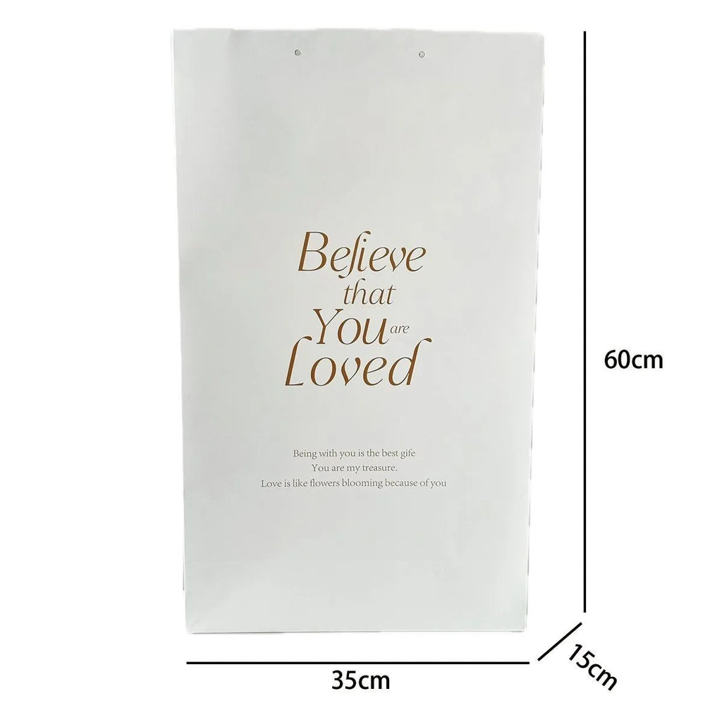 Valentine's Day Square Oversized Tote Ins-Inspired Flower Bouquet Wrapping Bag Lamination White Luxury Eco-Friendly Gift