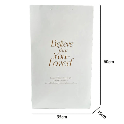 Valentine's Day Square Oversized Tote Ins-Inspired Flower Bouquet Wrapping Bag Lamination White Luxury Eco-Friendly Gift