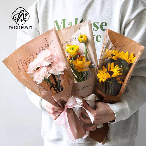 Plastic PE Virgin Waterproof Recyclable Flower Bouquet Bags Transparent Packaging for Valentine's Day Florist Supplies and Gifts