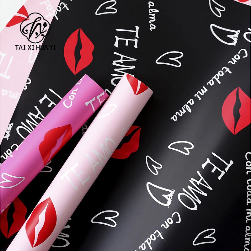 Valentine's Day Red Flower Wrapping Paper Single Side Coated Water-proof Eco-friendly Recyclable