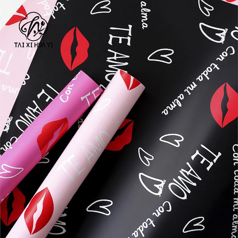 Valentine's Day Red Flower Wrapping Paper Single Side Coated Water-proof Eco-friendly Recyclable