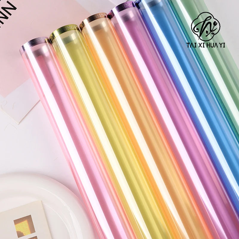 Gold Fluorescent Jelly Film Flower Bouquet Packaging Paper Waterproof with Single Side Coating