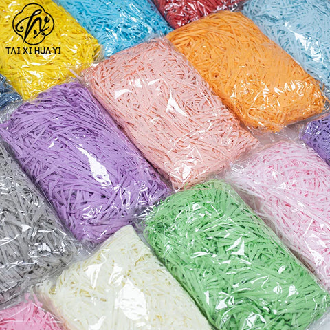 Wholesale Crinkle Cut Biodegradable Recyclable Raffia Paper Shreds 10g 20g 50g Bulk Gift Box Packaging Filling Eco-Friendly