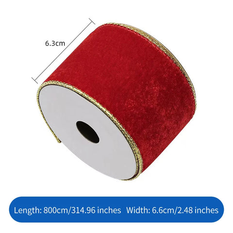 Gordon RibbonsWired Christmas Wedding Velvet Ribbon Exquisite Gold Edge Eco-Friendly Durable Luxury Metallic Ribbon for