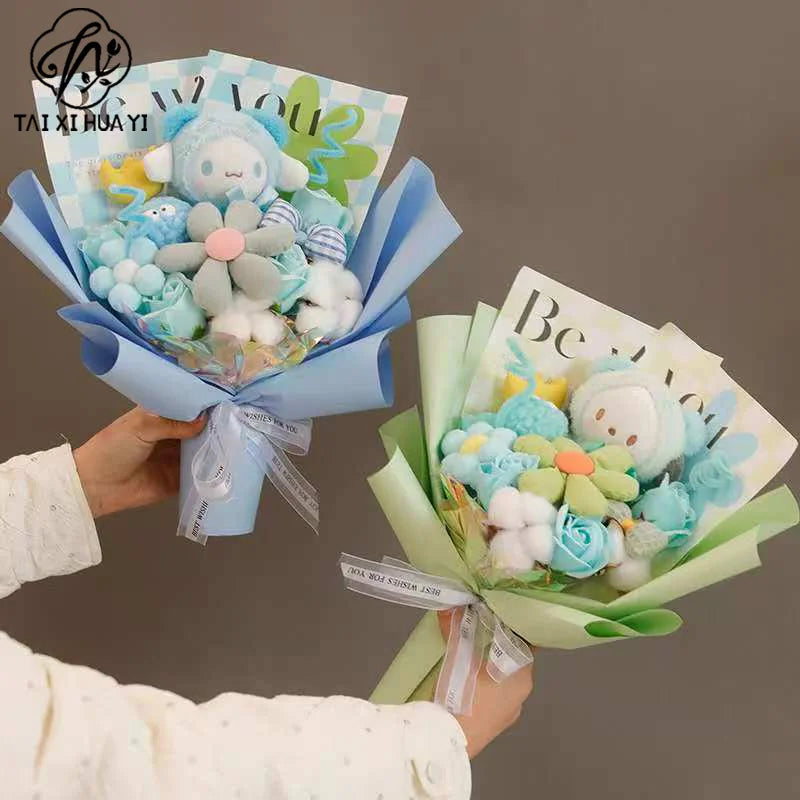 Finished Kulomi Yugui Dog Melody Doll Flower Bouquet Girl Bestie UV Resistant Valentine's Day Birthday Gift Internet Red Cartoon รูปสินค้ารอง