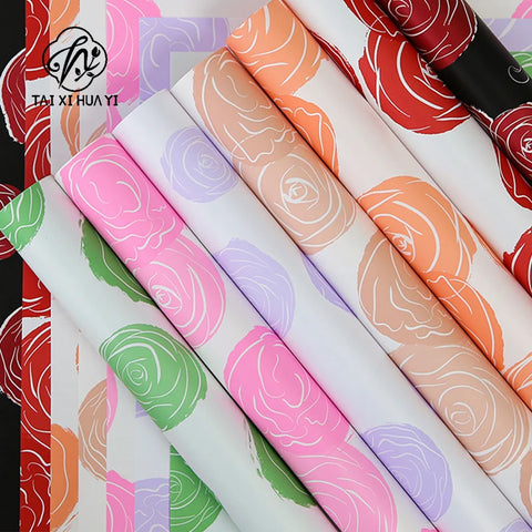 DIY Valentine's Day Gift 58*58cm Art Paper Rose & Carnations Wrapping Paper Virgin Pulp Style Flower Wrapping Paper