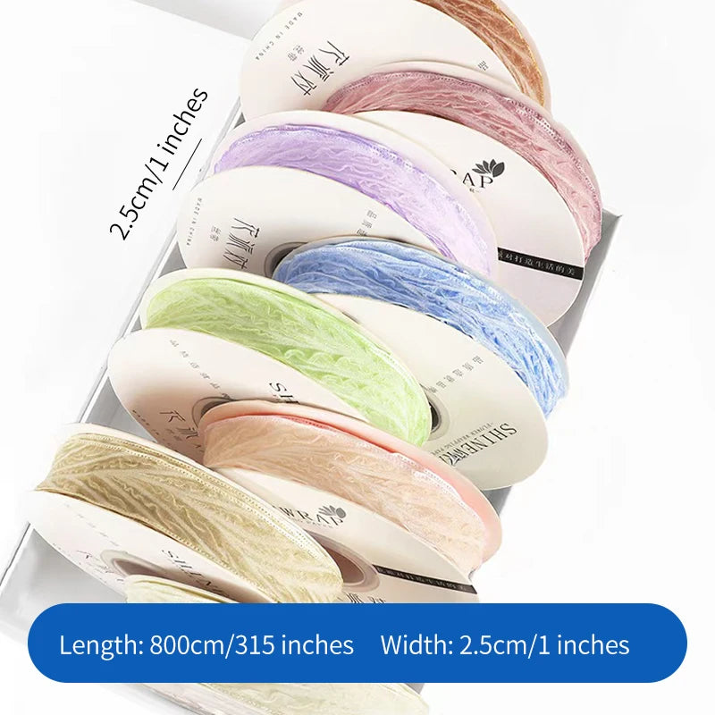 Colorful Textile Belt Edge Wrinkled Wave Herringbone Pattern DIY Bow Hair Accessory Flowers for Christmas Wedding