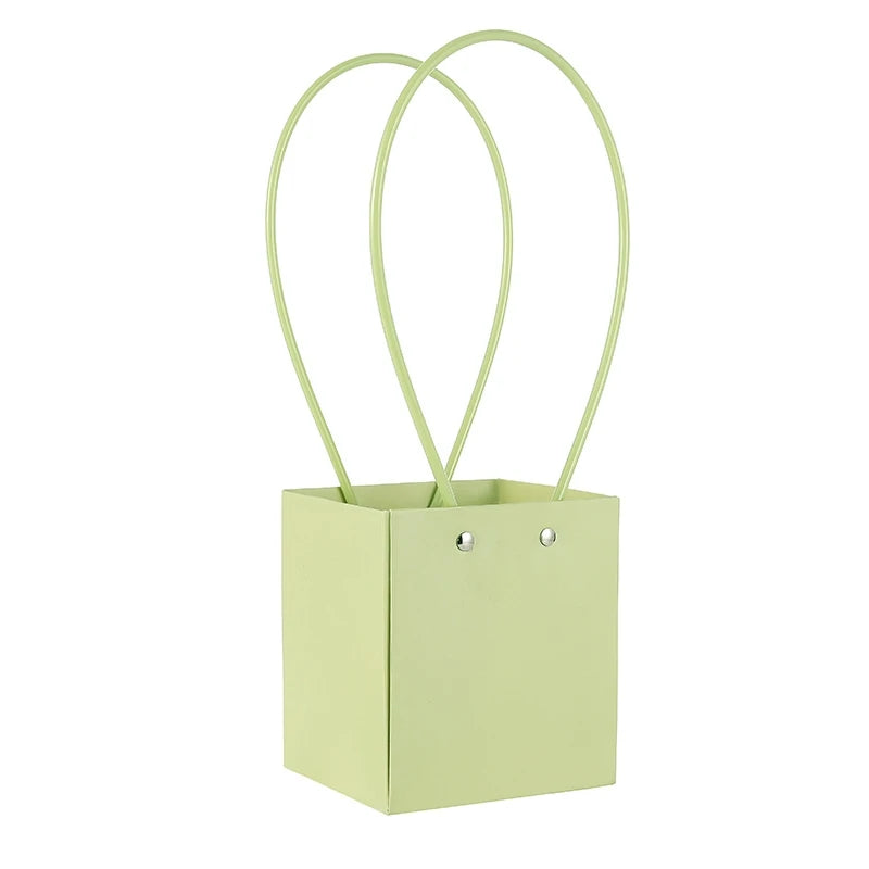 Portable Square Flower Gift Carrier Bags Art Paper Bouquet Wrapping Floral Bag for Arrangements Kraft Paper for Easy Storage