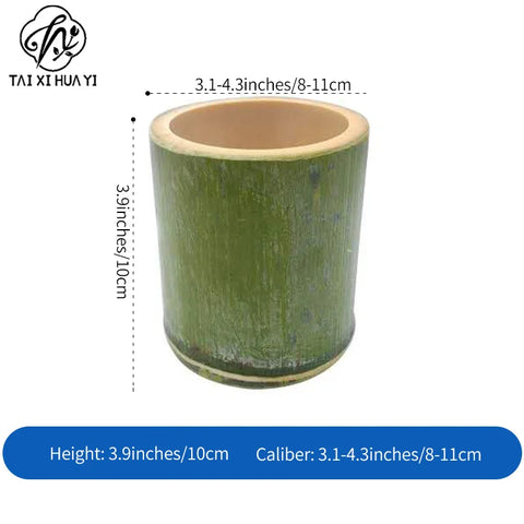 Handcrafted Bamboo Vessel Cup for Succulent Planting Candle Display Flower Insertion & Desk Organizer Gift Decor