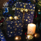Dark Blue Eco-Friendly Paper Christmas Gift Wrapping UV Coating Offset Printing for Holiday Decorations Gift Set