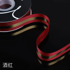 Floral Arrangement Fresh Bouquets Christmas Packaging Materials Gold Borders Hot Stamping Ribbed Ribbons