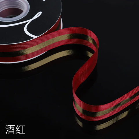 Floral Arrangement Fresh Bouquets Christmas Packaging Materials Gold Borders Hot Stamping Ribbed Ribbons