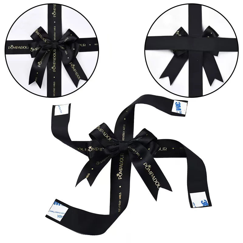 Customized Eco-Friendly Christmas Luxury Gift Wrapping Pull Bow Wine Bottle Neck Decorative Pre-Tied Satin Red Ribbon Secondary image