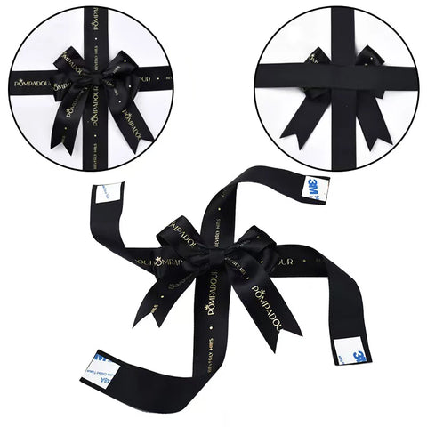 Customized Eco-Friendly Christmas Luxury Gift Wrapping Pull Bow Wine Bottle Neck Decorative Pre-Tied Satin Red Ribbon