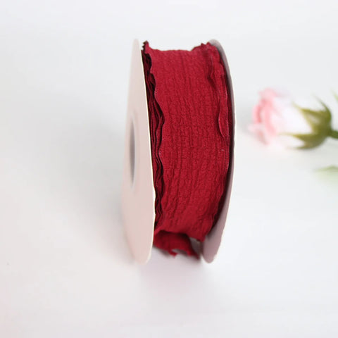Luxury Folded Satin Ribbon Wavy Roll with Ruffled Edge-Fashionable Strap for Valentine's Day Wedding & Christmas Gift Wrapping