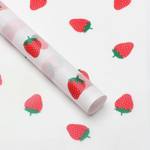 Strawberry Print Korean Su Coated Paper Flower Wrapping Paper DIY Floral Materials for Gift Bouquets