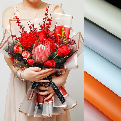 Double Gold Edge Jelly Film for Valentine's Day Flower Wrapping Craft Sticker Bouquet Wrapping Paper Wholesale
