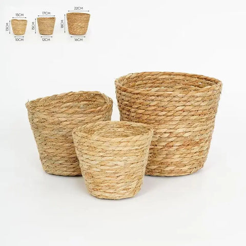 Circular Woven Grass Flower Basket Eco-Friendly Natural Materials Hugging Bucket for Flower Shop Use Packaging Printing Product