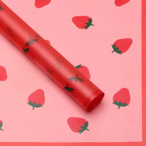 Strawberry Print Korean Su Coated Paper Flower Wrapping Paper DIY Floral Materials for Gift Bouquets