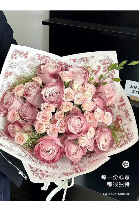 New Arrival 35*50cm Irregular Shape Flower Wrapping Paper Sheet Waterproof Plastic Pearlized Film Florist Bouquet Wrap Coating