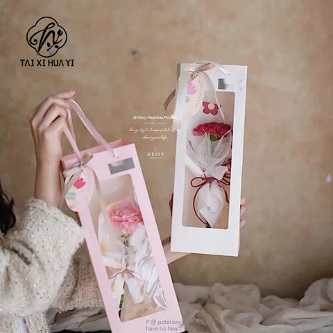 Nicro Single Bouquet Bag New Arrival Transparent Rectangular Hand Packaging for Flowers for Valentine's Day Recycled Materials