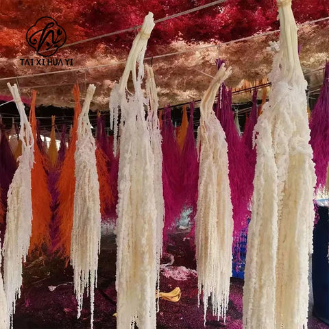 Preserved DIY Tassel Dried Decoration Flower Wall Backdrop White Artificial Flower Table Runners for Wedding Decor