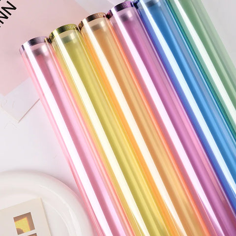 2025 New 58*58cm Colorful Line Printed Flower Wrapping Paper Cellophane Single Side Hot Stamping for Florist Packaging