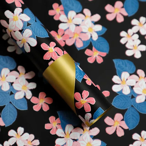 58*58cm Colorful Flower Design Waterproof Wrapping Paper Golden Package Bouquet Packaging Supplies