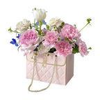 Flower Bag Metal Chain Bouquet Storage Bucket Paper Handbag Gift Box for Wedding Birthday Party Packaging Basket Gift Box