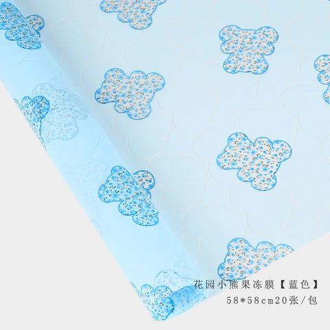 Little Bear Jelly Film Flower Bundle Gift Cartoon Coated Single Side Eco-Friendly Waterproof Flower Wrapping Paper