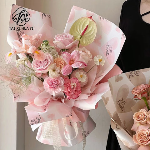 Waterproof Ouya Paper Valentine's Day Bouquet Packaging Single Side Coated Love at First Sight
