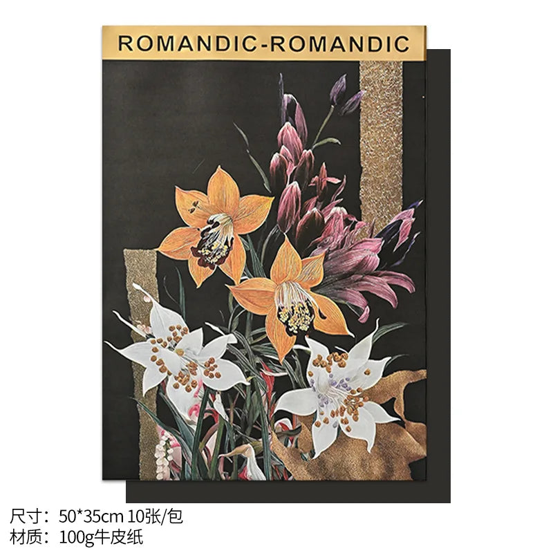 Fauvism Flower Wrapping Paper Floral Texture Water-proof Eco-Friendly Kraft Paper for Hot Stamping Arrangements Single Side