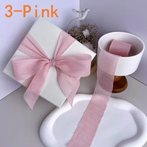 5cm Luxury Glitter Chiffon Organza Ribbon Crafts Floral Bouquets Wedding Christmas Car Party Decorations Valentine's Day Gift