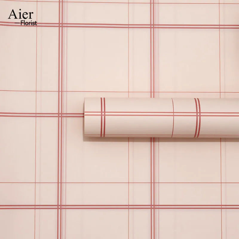 Large Grid Mesh PP Red Check Thickened Waterproof Disposable Floral Bouquet Recyclable Art Paper Wrapping Packaging