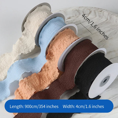 Luxury Folded Satin Ribbon Wavy Roll with Ruffled Edge-Fashionable Strap for Valentine's Day Wedding & Christmas Gift Wrapping