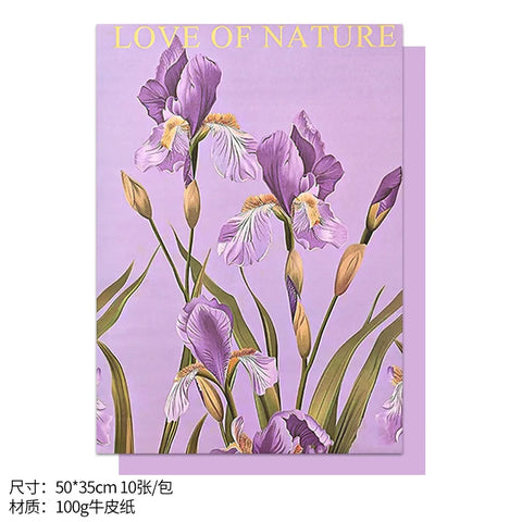 Fauvism Flower Wrapping Paper Floral Texture Water-proof Eco-Friendly Kraft Paper for Hot Stamping Arrangements Single Side