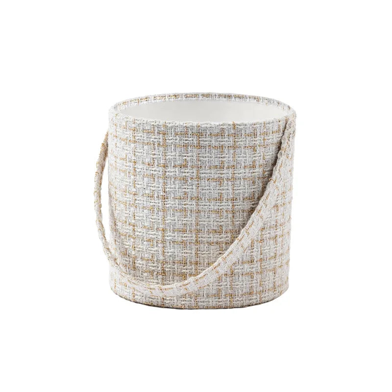 Luxury Handmade Rigid Fabric Flower Hug Bucket Portable Gift Box for Rose Bouquet Packaging Wedding & Valentine's Day Wholesale