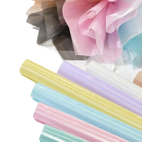 Custom High-End Thickened Waterproof Pearlescent Glass Film Coated Flower Bouquet Wrapping Paper
