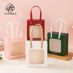 Wholesale Coated Craft Packaging Bags Transparent Window Eco-friendly Gift Bags for Valentine's Day Wedding